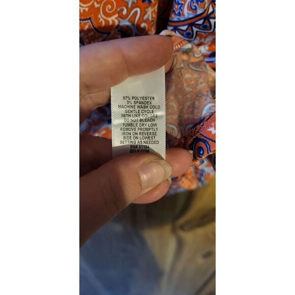 NWT Kim Rogers orange/blue design sleeveless blouse - Picture 6 of 7